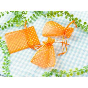 ジュエリー袋 水玉模様(約10x7.5cm)約50枚 オレンジ オーガンジー ジュエリーケース ポー...