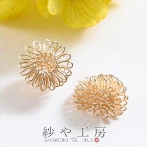 チャーム ワイヤーカボション ゴールド 15mm 2個 2ヶ 植物 花 スチール ピアスチャーム 約1.5cm アクセサリーパーツ パーツ