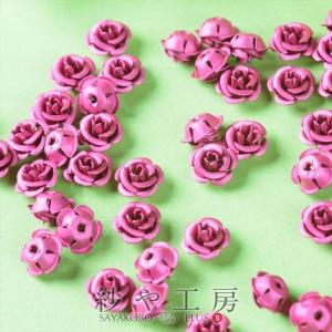 高品質アルミバラ メタルカラー(径約8mm)約50個 スパニッシュローズ 通し穴付き 1穴 花 ばら 手芸材料 デコ