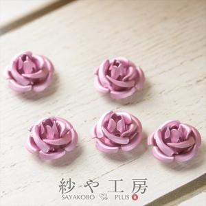 高品質アルミバラ メタルカラー(径約10mm)5個 ピンク 通し穴付き 1穴 花 ばら 手芸材料 デコ ネイル 部品