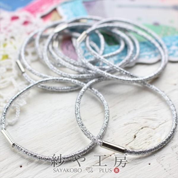 ヘアゴム シルバーラメ(径約5cm)10個 ヘア金具 リングゴム 手芸用品 ハンドメイド材料 手作り...