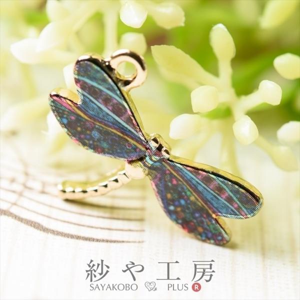 チャーム トンボ サイケデリックカラフル カン付 ゴールド 22mm 1個 とんぼ 亜鉛 ピアスチャ...