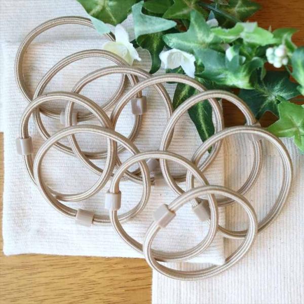 ヘアゴムパーツ 接着台付 留め具パーツ 径50mm 明るい茶色 10個 径5cm ヘアゴム 貼り付け...