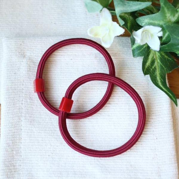 ヘアゴムパーツ 接着台付 留め具パーツ 径50mm ボルドー 2個 径5cm ヘアゴム 貼り付け 接...