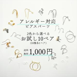 【GW中も毎日発送】ピアスパーツ 金属アレルギー対応素材 お試し セット 10種 ゴールド シルバー 各1ペア 計10ペア ニッケルフリー アクセサリーパーツ 問屋