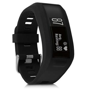 kwmobile 対応: Garmin Vivosmart HR バンド - 交換ベルト シリコンバンド ソフト TPU 耐久性 - 黒色