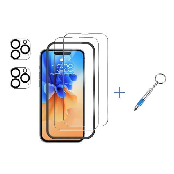 Hibimitas iPhone15Pro ガラスフィルム (2枚) + レンズフィルム(2枚) セ...