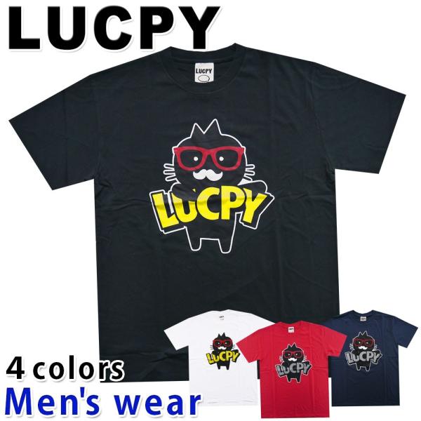LUCPY ラッピー 半袖 Tシャツ メンズ 猫 プリント グッズ メール便送料無料 150753A...