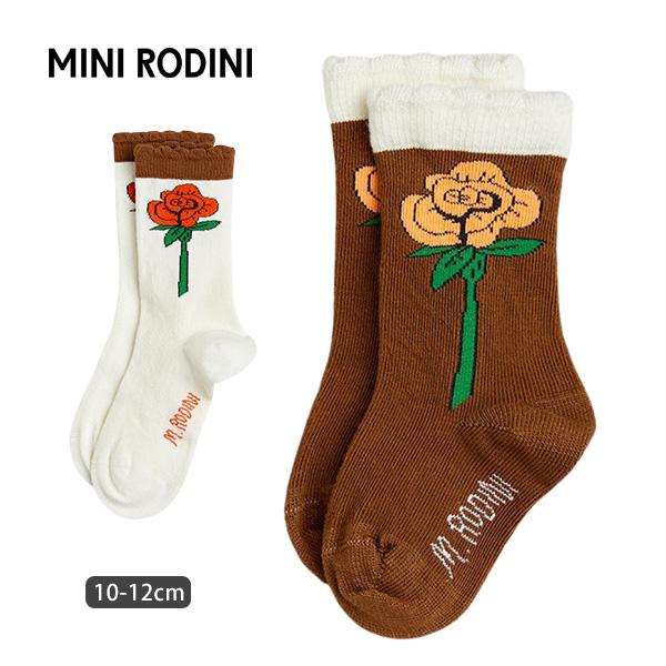 オーガニックコットン ベビースカラップソックス Roses mini rodini