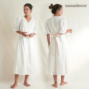 オーガニックコットン スノードットパフスリーブドレス nanadecor｜yshopharmo