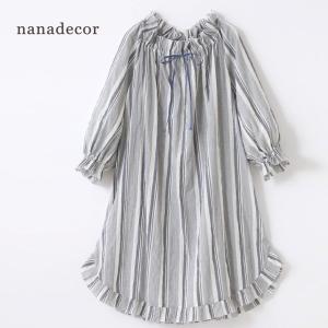 オーガニックコットン チェリーブロッサムドレスマルチストライプ nanadecor｜yshopharmo