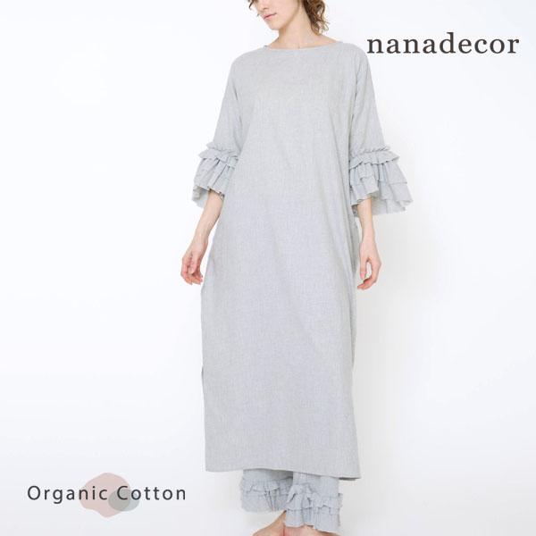 オーガニックコットン ローズマリーフリルロングドレス nanadecor ナナデコール