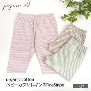 オーガニックコットン ベビーカプリレギンスFineStripe Pigeon｜yshopharmo