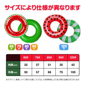 スイカ浮き輪 カラフルうきわ PVC素材 子供...の詳細画像5