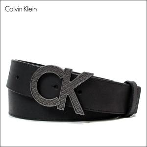 カルバンクライン ベルト　Calvin Klein (カルバンクライン)　メンズ レザーベルト　CKロゴ バックル レザー ベルト　(BLACK)　75482｜ysk-style
