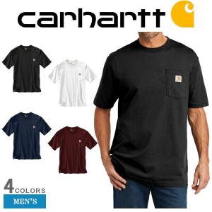 カーハート tシャツ CARHARTT メンズ 半袖Tシャツ 半袖 コットン ロゴ刺繍 ポケット付き Tシャツ TEE トップス ヘビーウエイト ルーズフィット ワークウェア K87｜ysk-style