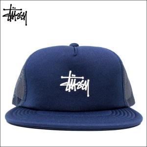 ステューシー キャップ　STUSSY (ステューシー)　ユニセックス メッシュキャップ　ストック ロゴ プリントキャップ 帽子 キャップ　(NAVY)　131703｜ysk-style