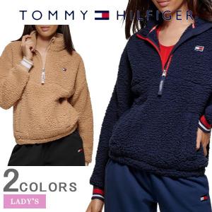 パーカー レディース 春 冬 パーカー 大きいサイズ TOMMY HILFIGER トミーヒルフィガー トミー ハーフジップ フーディー ボアパーカー 大きめサイズ TP2T0496｜ysk-style