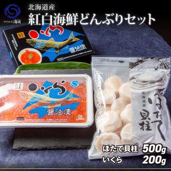 父の日 2024 ギフト 北海道産「紅白海鮮どんぶりセット」いくら 200g　ほたて 500g　お刺...