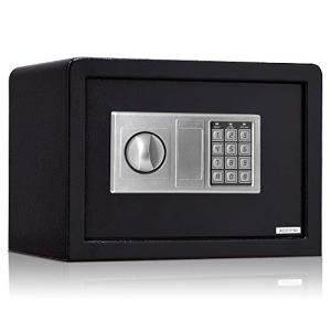 ZOYUBS 保管庫 簡易金庫 ミニ金庫 電子金庫 テンキー式 防犯金庫 小型緊急キー付き 家庭用 店舗用 壁付け対応 緊急キー2本 警報ア