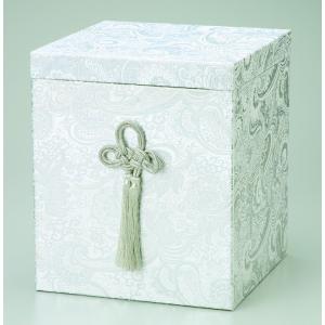 骨箱・白並つぼ・風呂敷セット(銀)　3〜7寸　花�