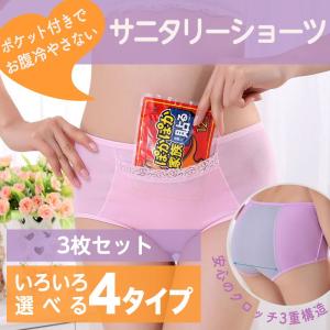 サニタリーショーツ ポケット付き 3枚セット 防水布付きショーツ 生理用ショーツ 生理用パンツ サニタリーパンツ 大きいサイズ ポイント消化｜ysmya