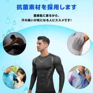 夏用インナー メンズ 長袖 アンダーシャツ コ...の詳細画像4