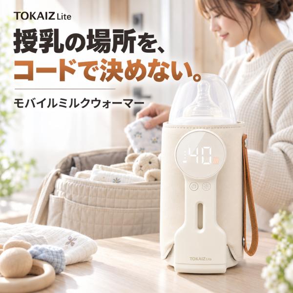 TOKAIZ Lite ミルクウォーマー 哺乳瓶ウォーマー ボトルウォーマー 充電式 コードレス 持...