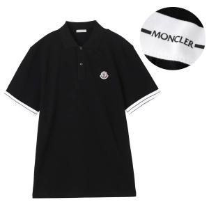 送料無料 126 MONCLER モンクレール 8A00027 89ALK ブラック ポロシャツ ロゴ プリント 半袖 size M