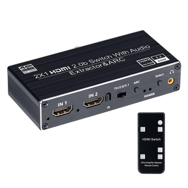 BLUPOW 4K60Hz・HDR対応 HDMI切替器 2入力1出力+音声分離（同軸・光デジタル・R...
