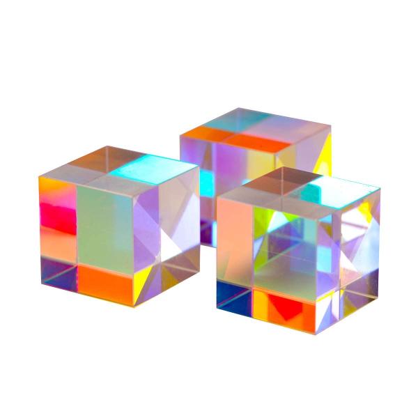 3個セット プリズム 立方体 ガラス キューブプリズム Trichroic Prism RGB Gl...