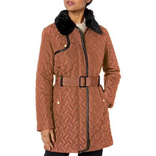 Cole Haan Women&apos;s Quilted Trench Coat, Pecan, X-Sm...