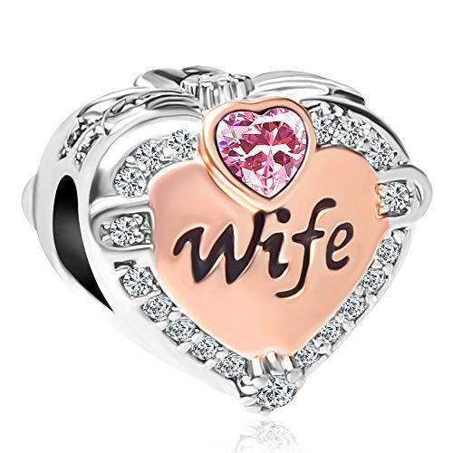 CharmSStory Wife Rose Gold Heart Love Beads Charms...