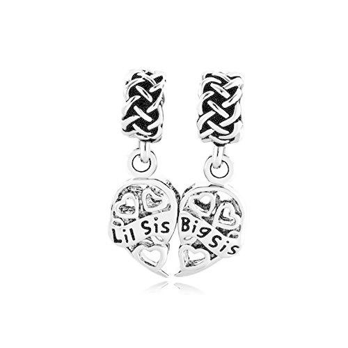 SBI Jewelry Sister Charm for Bracelet Heart Pendan...