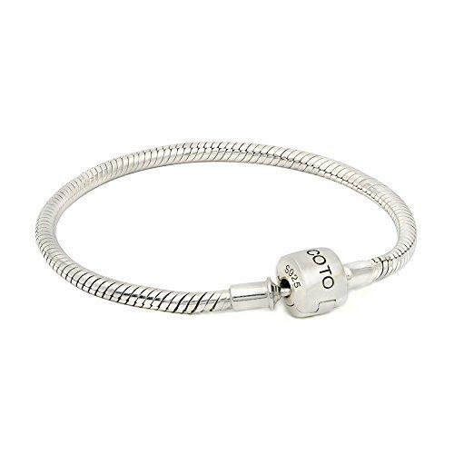 COTO 925 Silver Snake Chain Bracelet Fit Charm Bea...