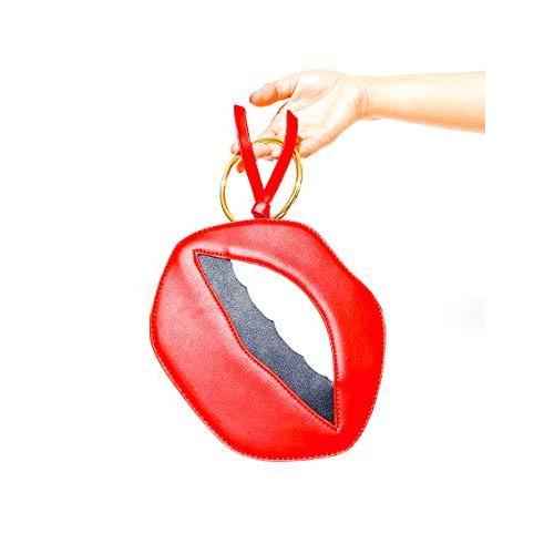 Womens red lips purse clutch bag card holder with ...