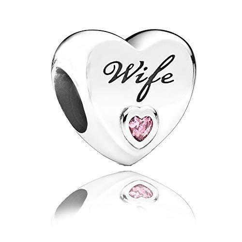Wife Love Heart Authentic 925 Sterling Silver Bead...