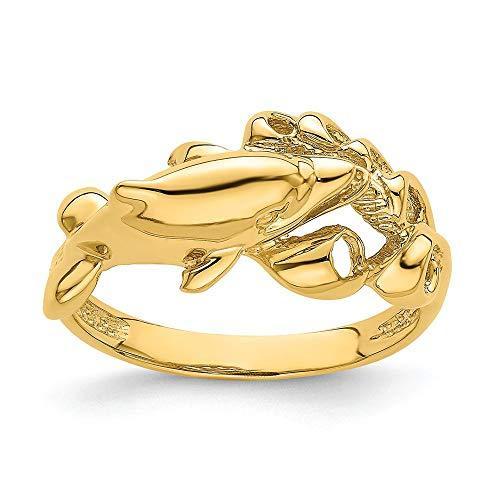 Finejewelers 14k Yellow Gold Dolphin Swimming Into...