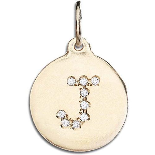 Helen Ficalora &quot;J Alphabet Charm Pave Diamonds Yel...