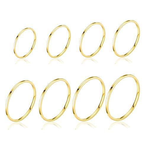 N-N 1mm Dome Band Rings for Women Thin Stacking Ri...
