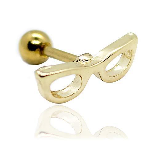 Pierce2GO 16G 1/4&quot; Gold Sunglasses Cartilage Earri...