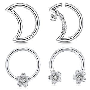 Anicina 16G Daith Earrings Surgical Steel Clicker Moon Cartilage Rook Conch｜ysysstore