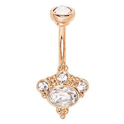 14G Victorian Style Bling Rose Gold-Tone Steel Bel...