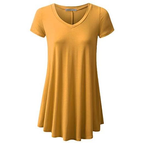 URBANCLEO Womens V-Neck Elong Tunic Top Mini T-Shi...