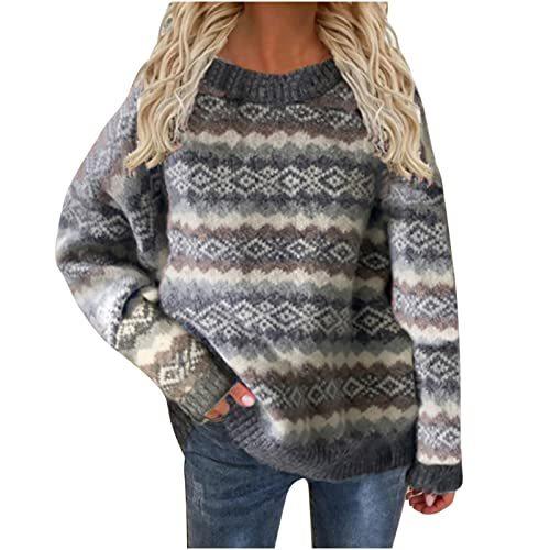 TUNUSKAT Womens Grandpa Sweater Fashion Print Stri...