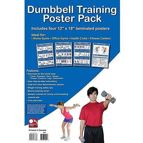 Dumbbell Exercises Laminated Fitness Poster 4 Pack...