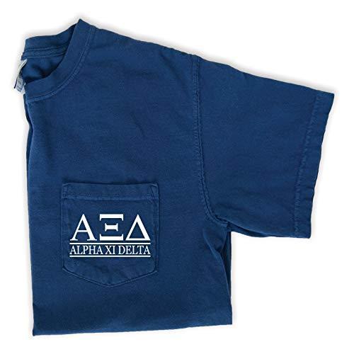 Alpha Xi Delta Block Letters Pocket T-Shirt (Mediu...