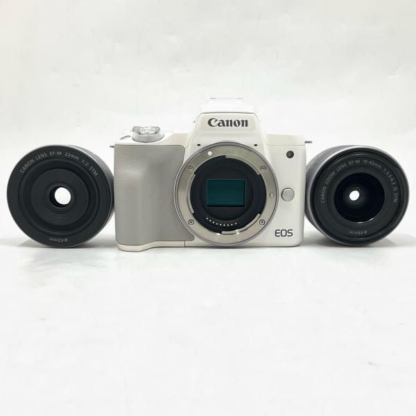 【全額返金保証】【最速発送】Canon デジタル一眼 EOS kiss M ダブルレンズキット ホワ...