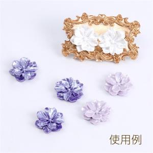 ホワイトフラワー貼付けパーツ 樹脂カボション ...の詳細画像3