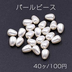 パールビース 雫型 5×7mm ホワイト【40ヶ】｜yu-beads-parts